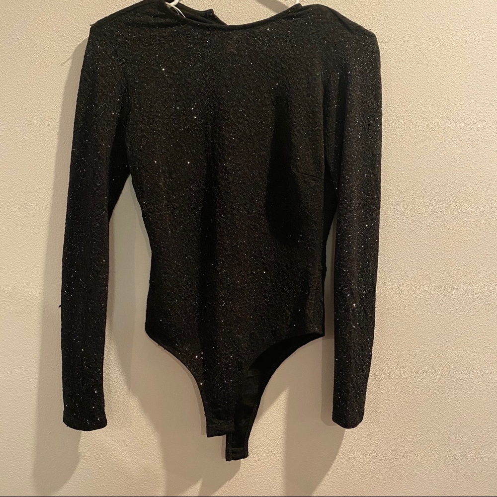 Women black sparkly bodysuit like new